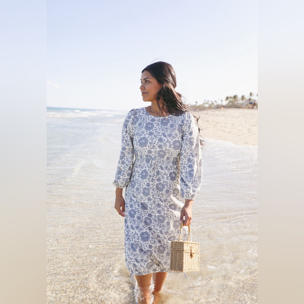 Dainty Jewells blue and cream floral swim dress